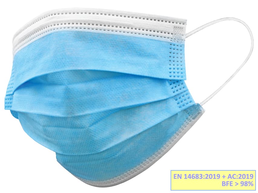 Masti chirurgicale in 3 straturi - colorate albastru deschis cutie cu 50 - produs medical pentru oferta ZESCORP