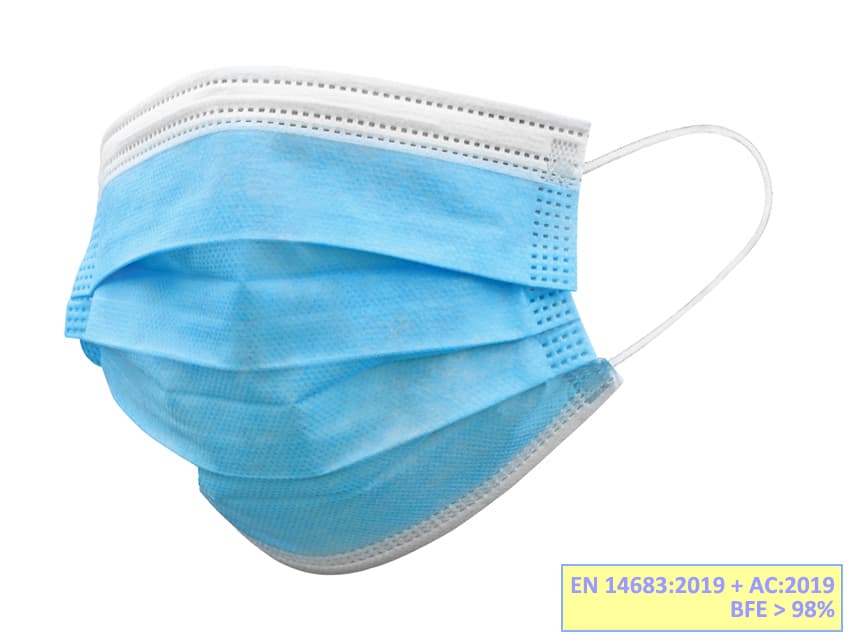 Masti chirurgicale in 3 straturi - colorate albastru deschis pachet cu 10 - produs medical pentru oferta ZESCORP