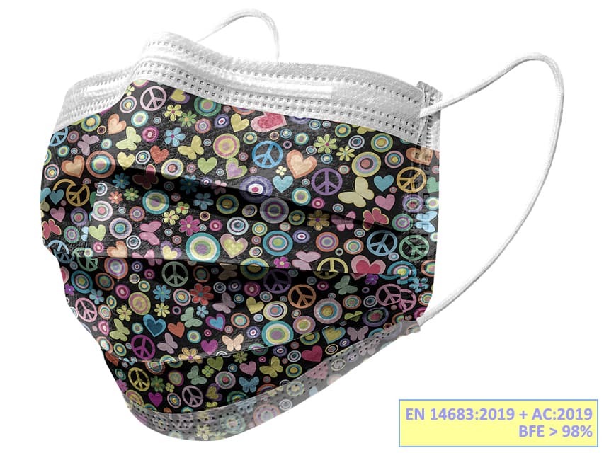 Masti chirurgicale in 3 straturi - cu model pace pachet cu 10 - produs medical pentru oferta ZESCORP