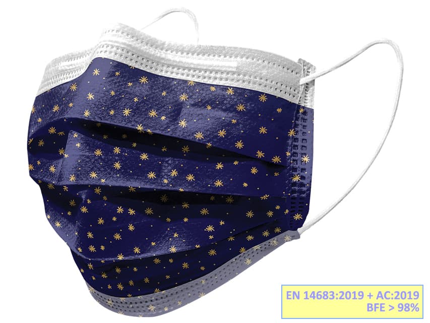 Masti chirurgicale in 3 straturi - cu model stele pachet cu 10 - produs medical pentru oferta ZESCORP