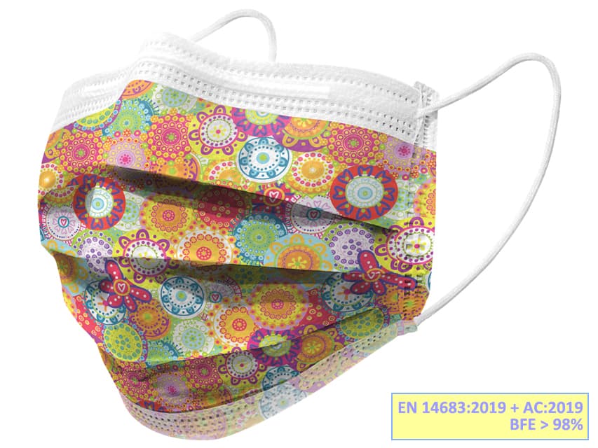 Masti chirurgicale in 3 straturi - cu model culori pachet cu 10 - produs medical pentru oferta ZESCORP