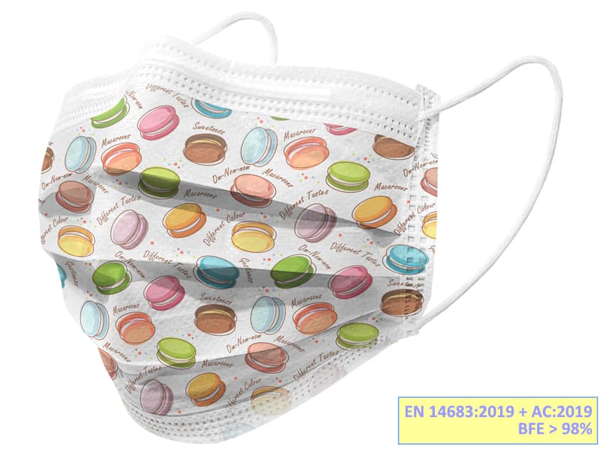 Masti chirurgicale in 3 straturi - cu model macarons pachet cu 10 - produs medical pentru oferta ZESCORP
