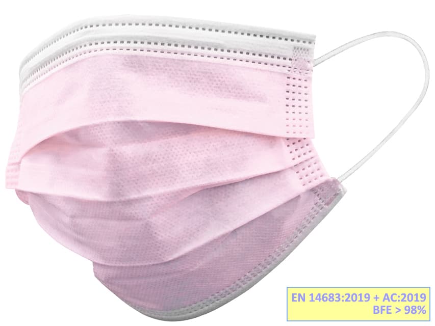 Masti chirurgicale in 3 straturi - colorate roz pachet cu 10 - produs medical pentru oferta ZESCORP