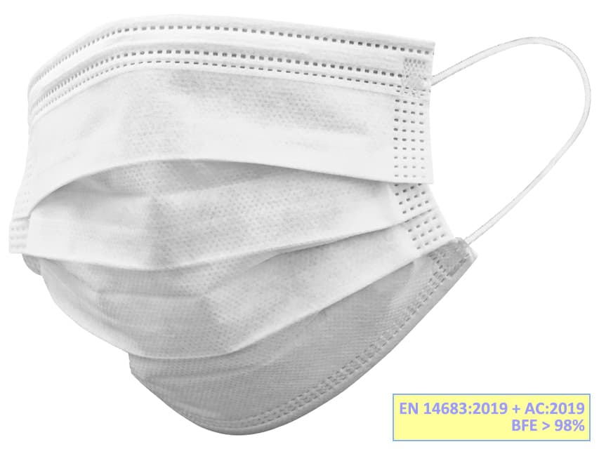 Masti chirurgicale in 3 straturi - colorate alb cutie cu 50 - produs medical pentru oferta ZESCORP