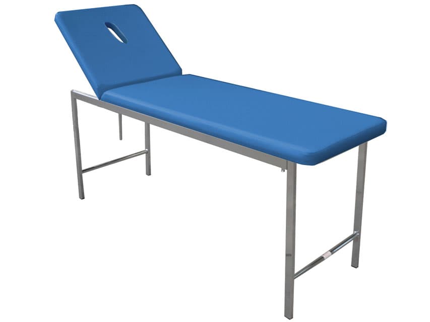 Classic examinare canapea medicala - chromed - albastru- backrest cu hole - produs medical pentru oferta ZESCORP