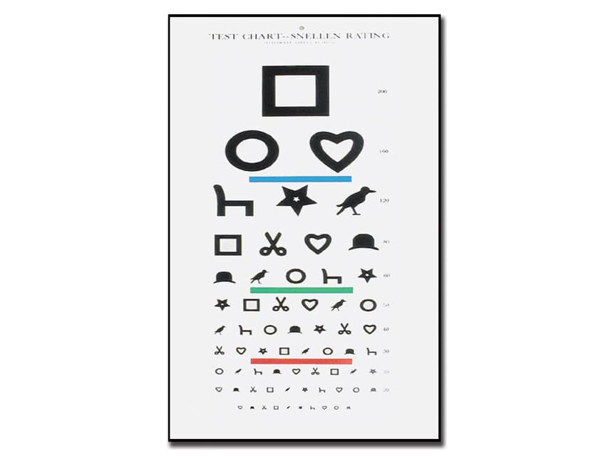 snellen eye chart cu rosu/verde bar visual acuity test 10 feet 3 m 23x35.5 - produs medical pentru oferta ZESCORP