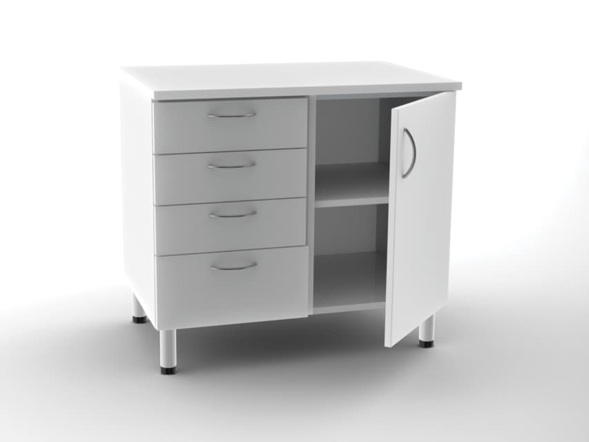 4 drawers + door cu 2 shelves - alb - produs medical pentru oferta ZESCORP