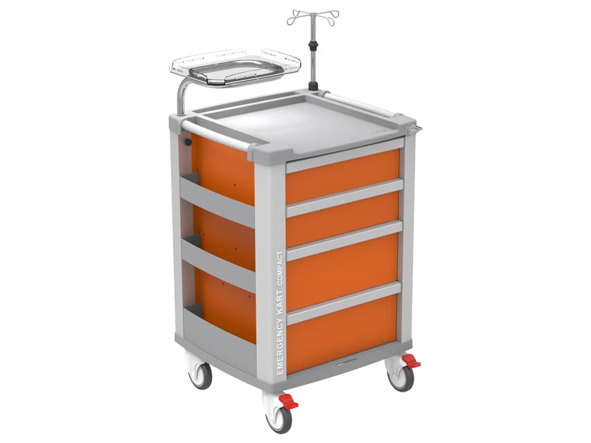 Urgenta compact kart - 4 drawers - portocaliu - produs medical pentru oferta ZESCORP